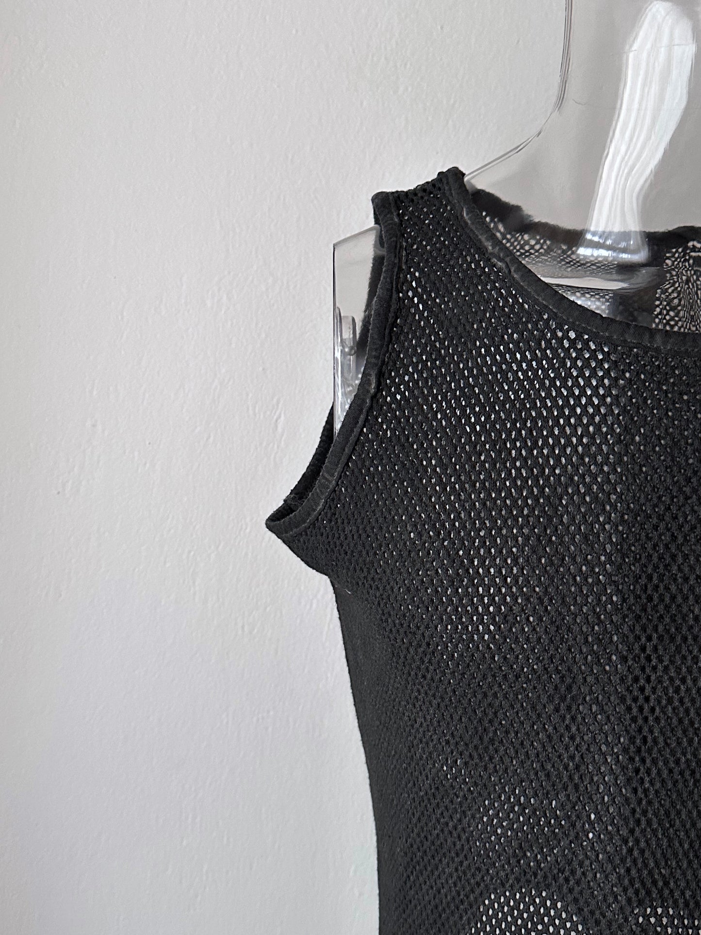 90s black mesh tank top - M