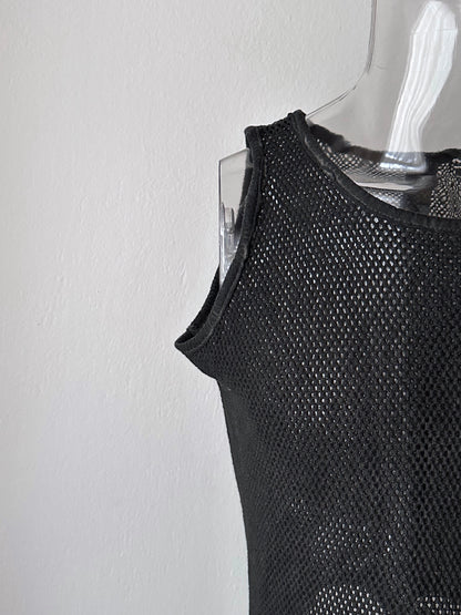 90s black mesh tank top - M