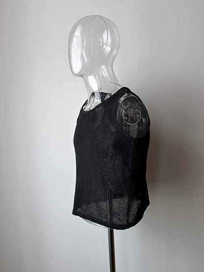90s black mesh tank top - M
