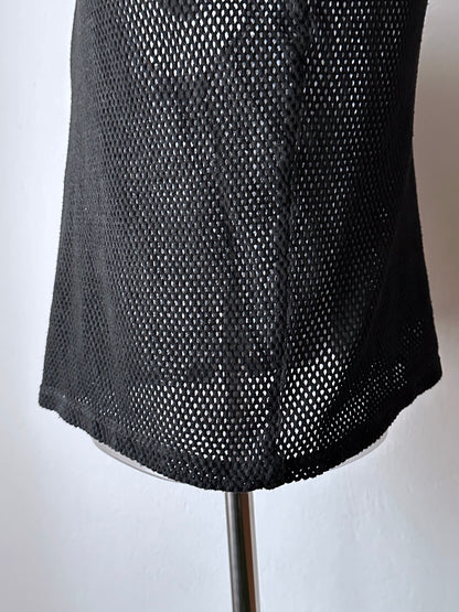 90s black mesh tank top - M