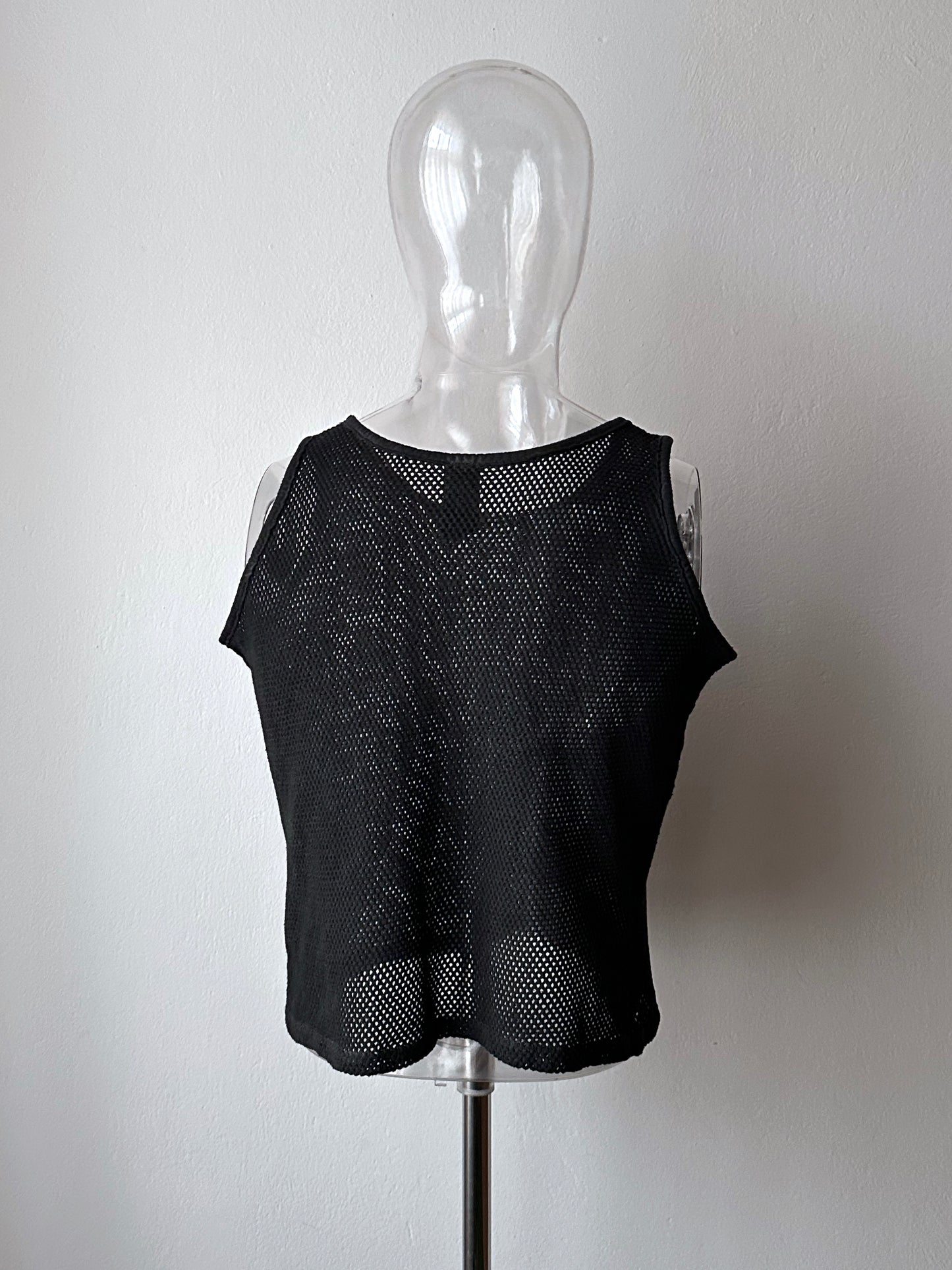90s black mesh tank top - M