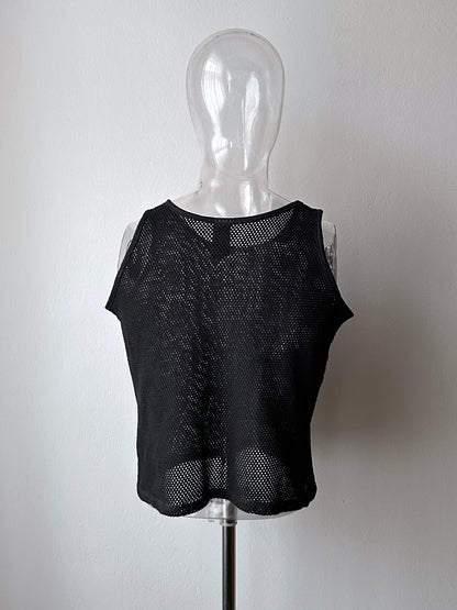 90s black mesh tank top - M