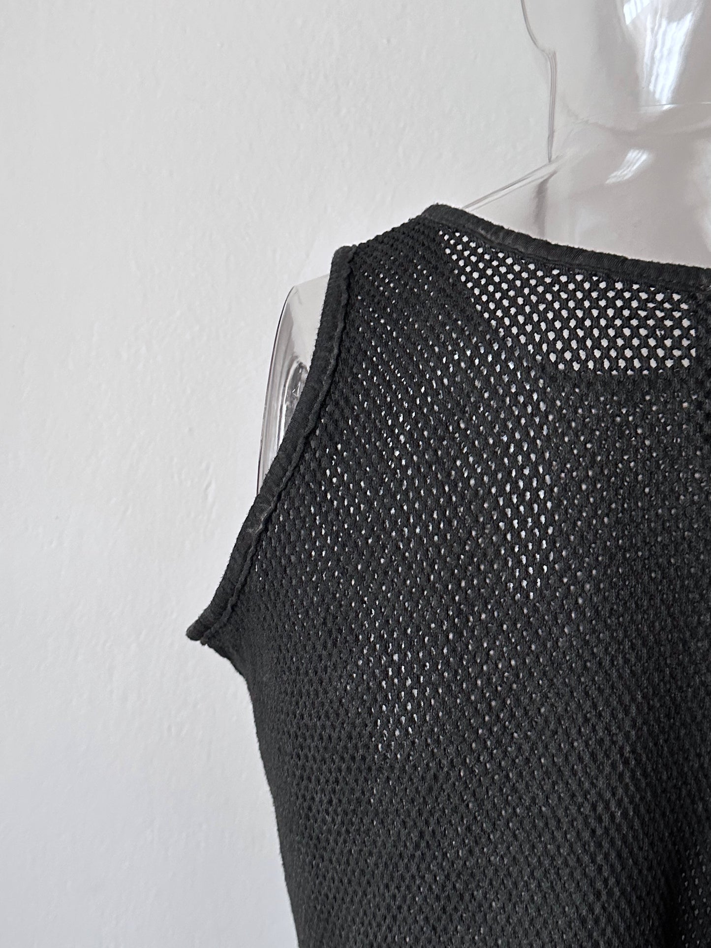 90s black mesh tank top - M