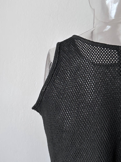 90s black mesh tank top - M
