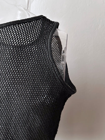 90s black mesh tank top - M