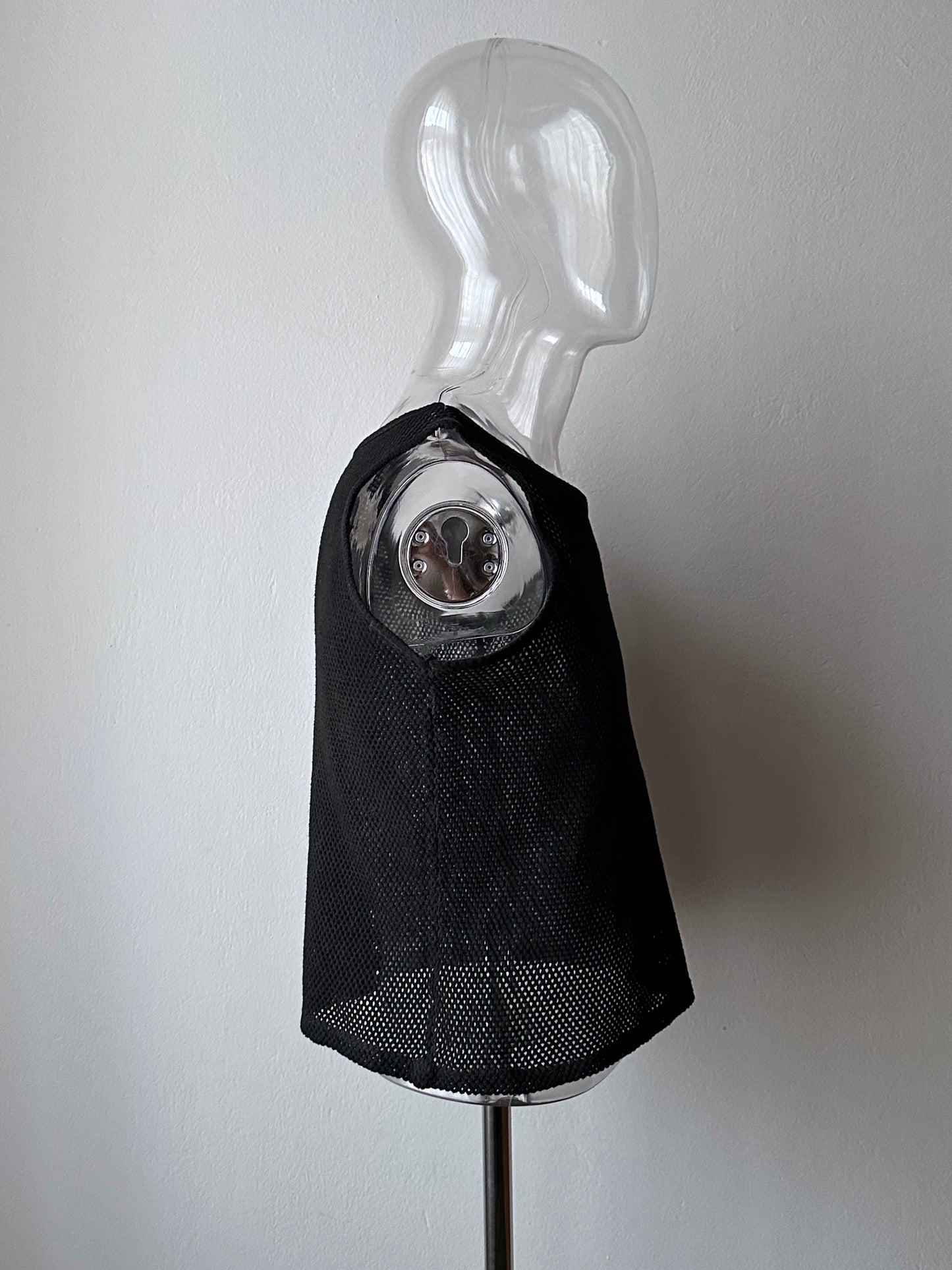 90s black mesh tank top - M