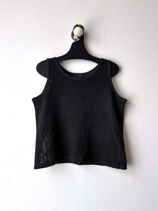 90s black mesh tank top - M