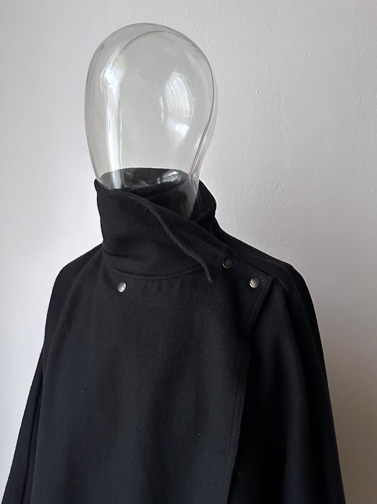 Black French wool/nylon coat