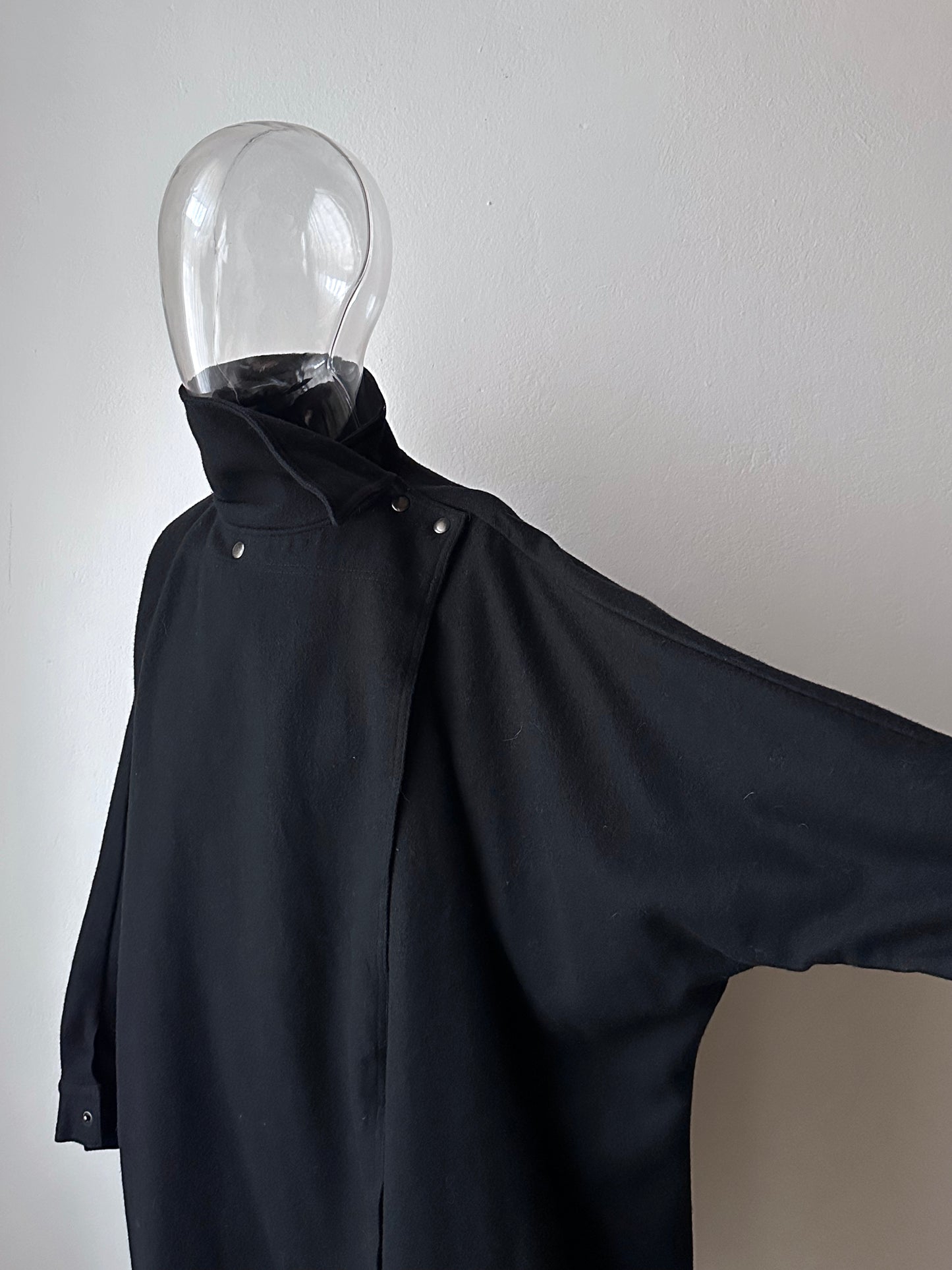 Black French wool/nylon coat