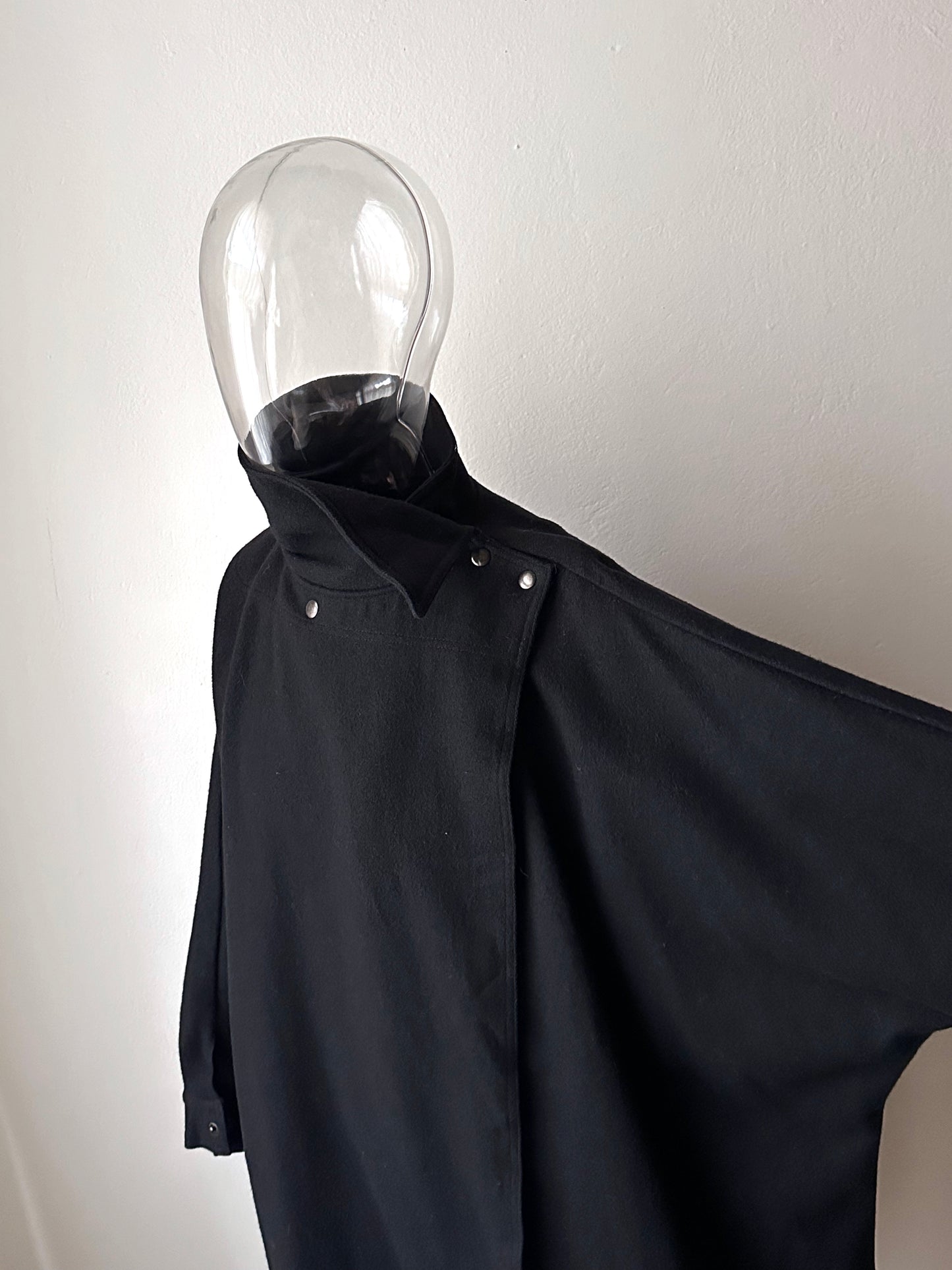 Black French wool/nylon coat