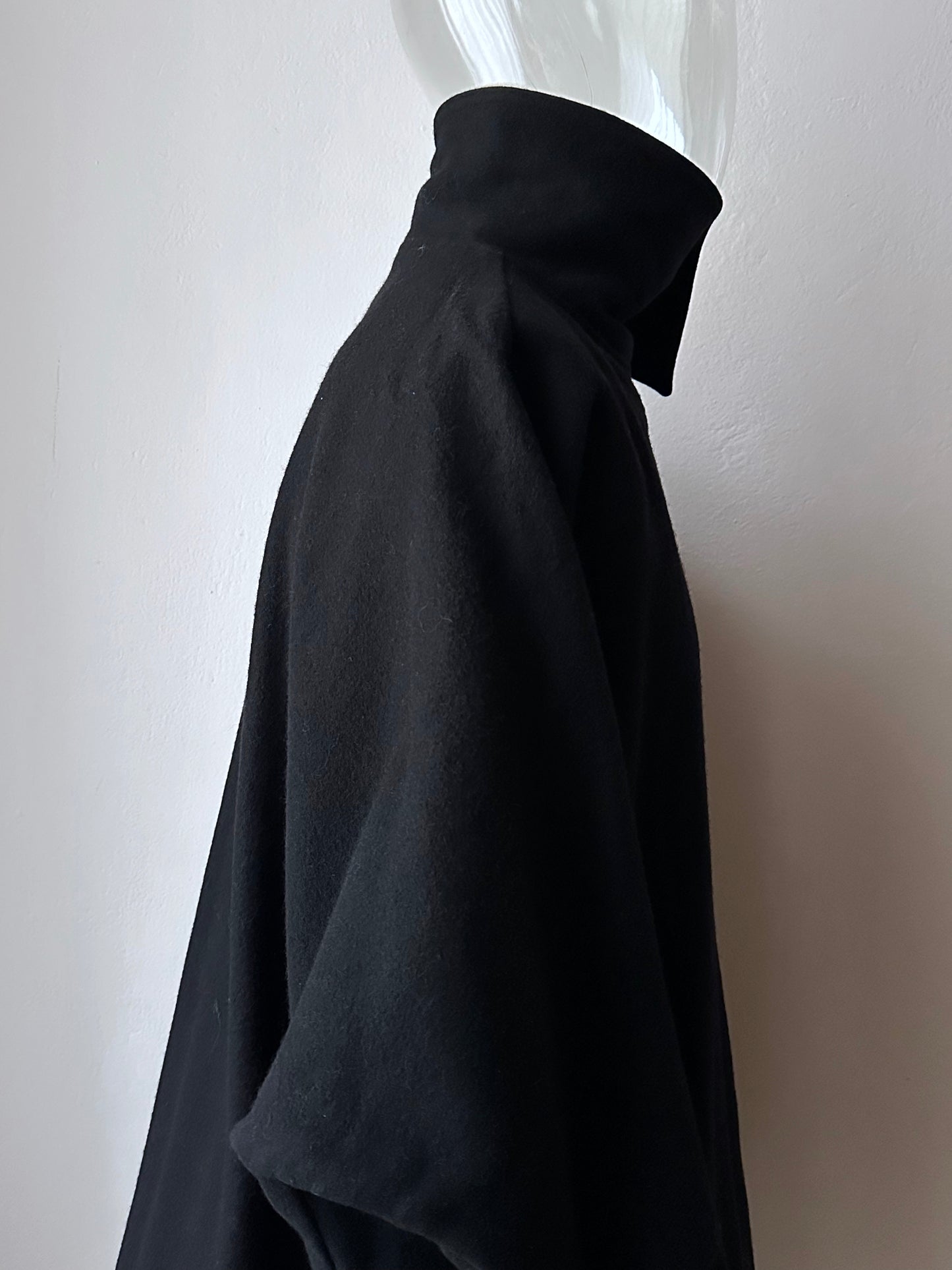 Black French wool/nylon coat
