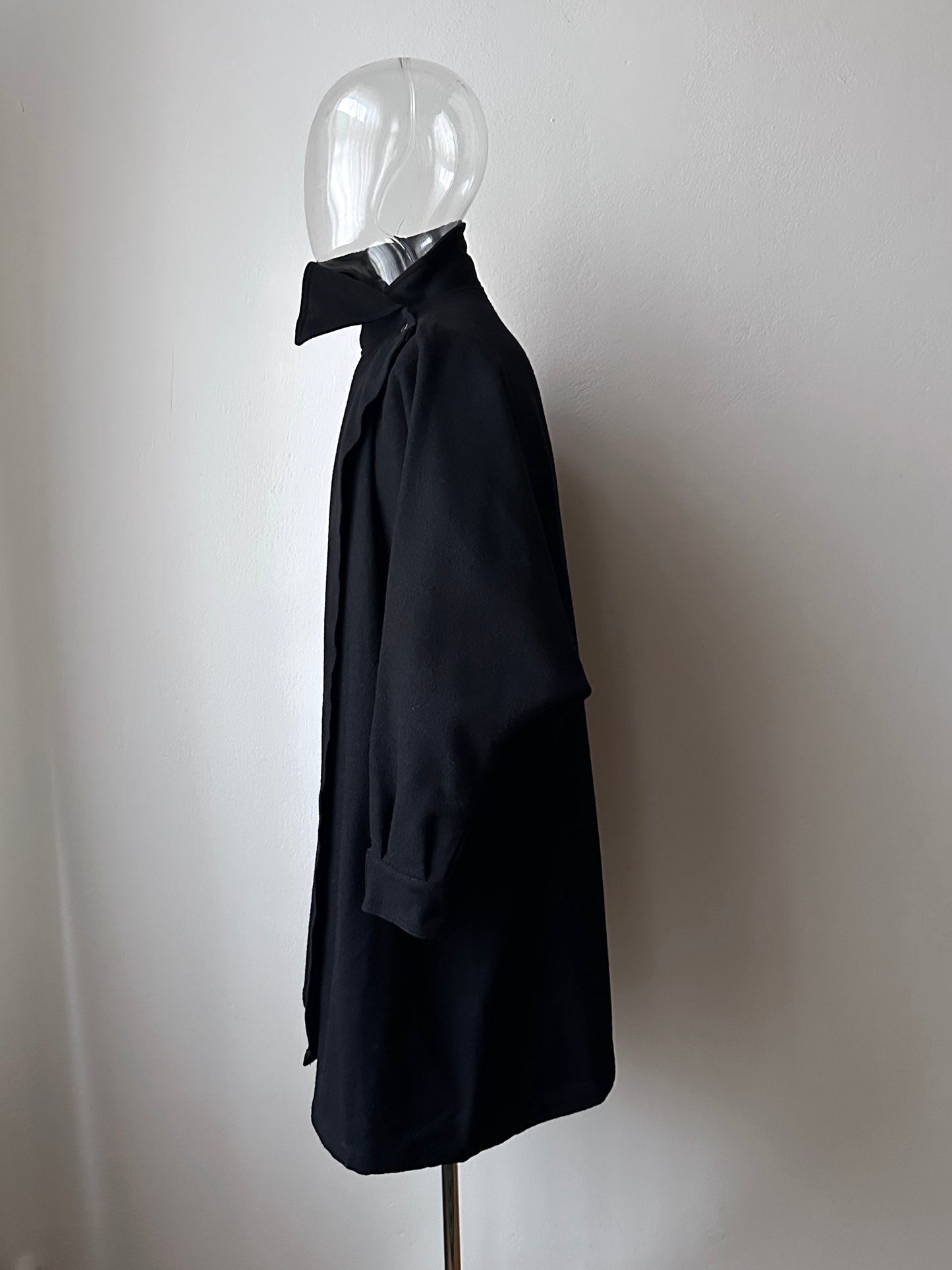 Black French wool/nylon coat