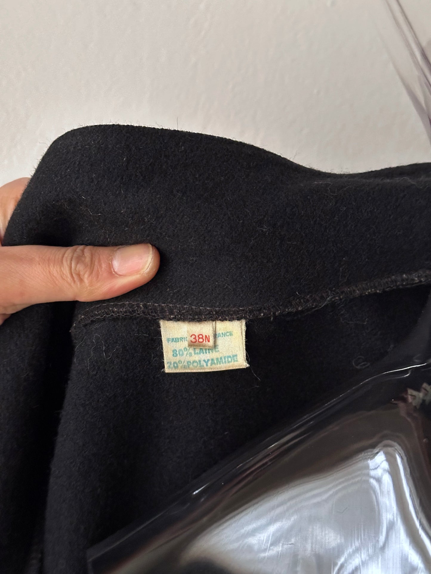 Black French wool/nylon coat