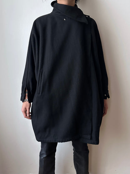 Black French wool/nylon coat