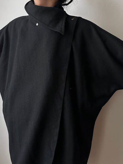 Black French wool/nylon coat