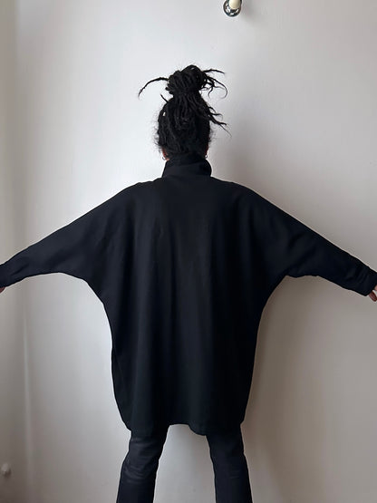 Black French wool/nylon coat