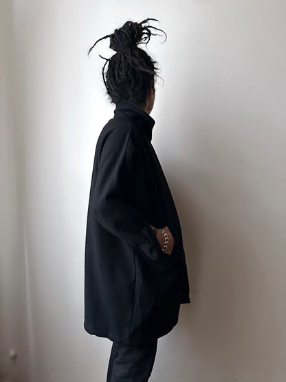 Black French wool/nylon coat