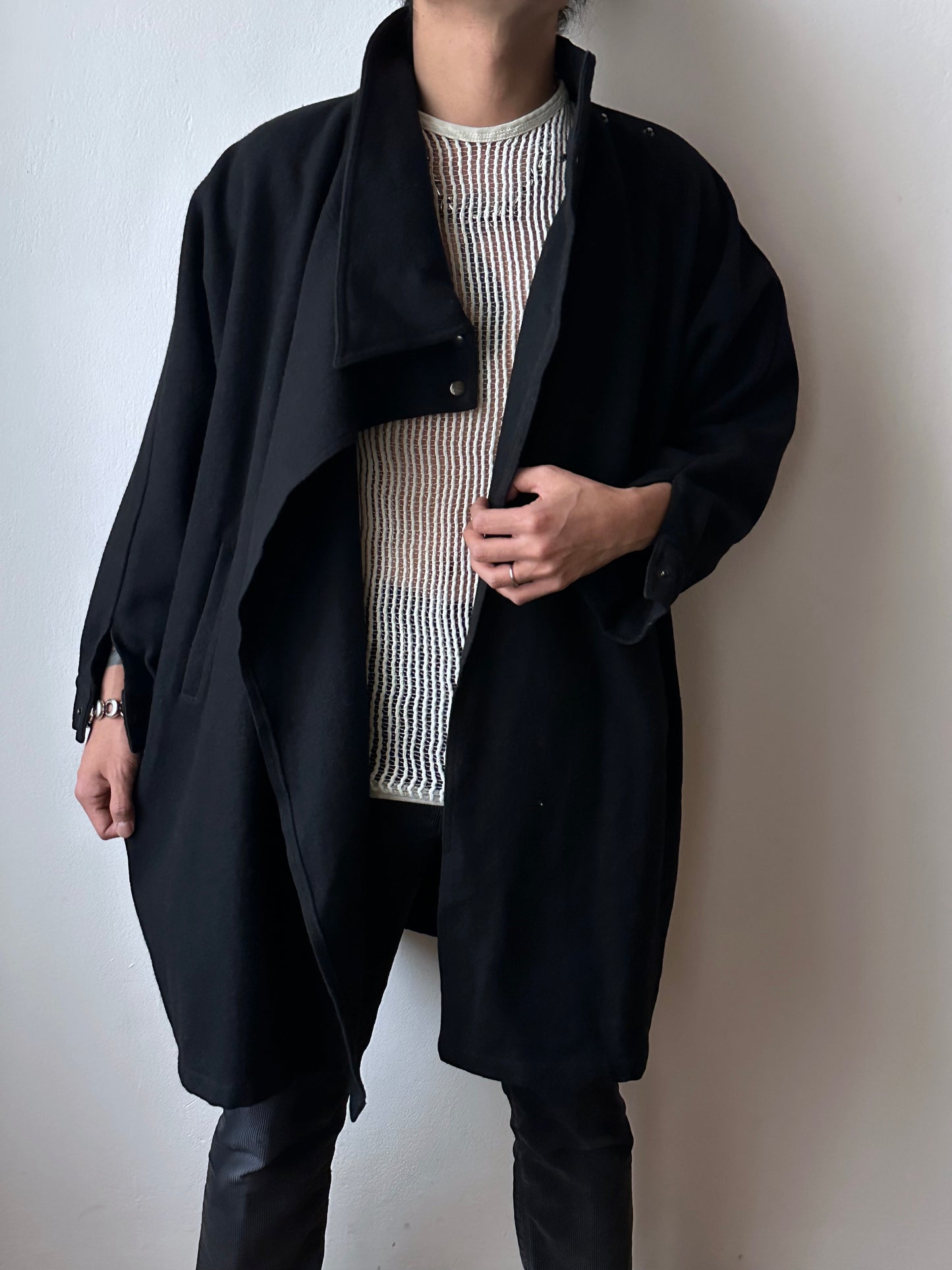Black French wool/nylon coat