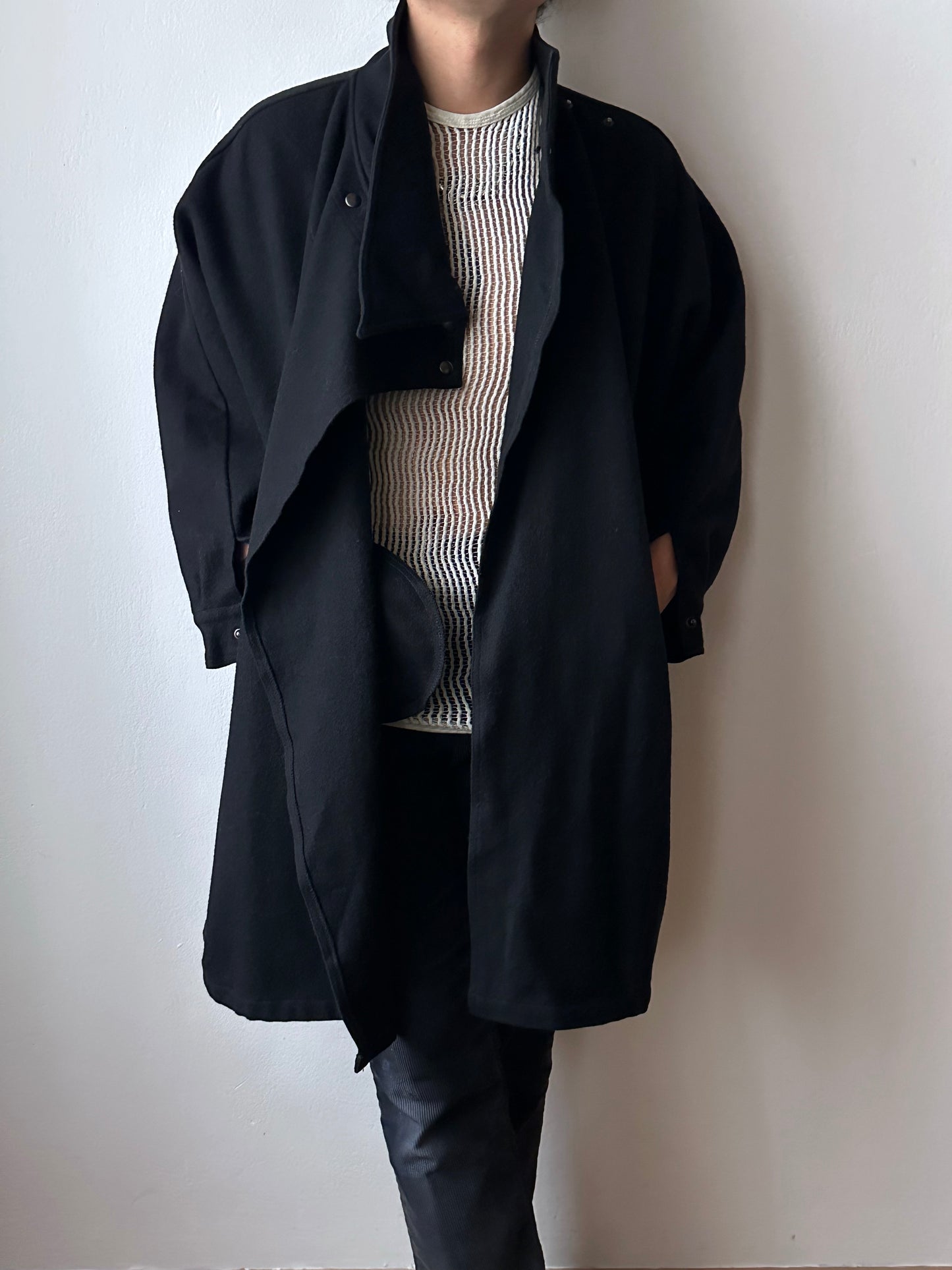 Black French wool/nylon coat
