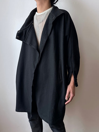 Black French wool/nylon coat