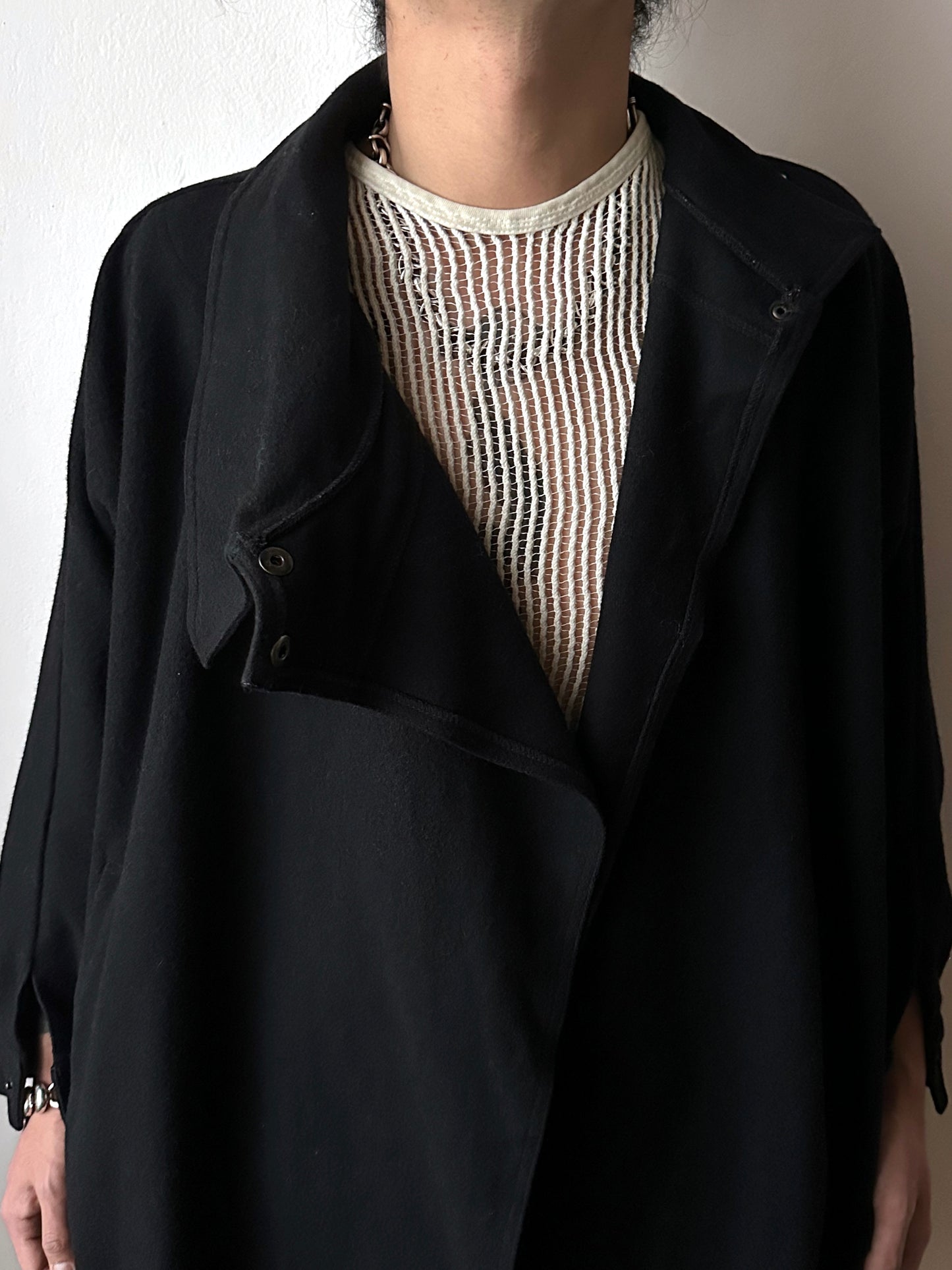 Black French wool/nylon coat