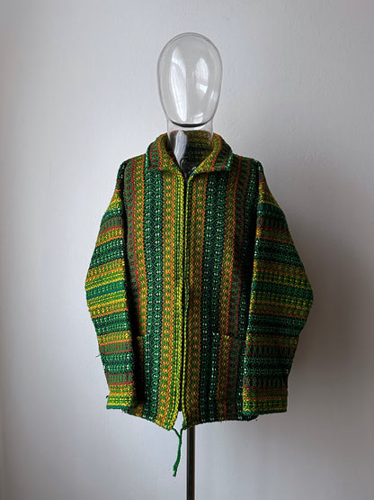Handmade wool zip-up knit jacket