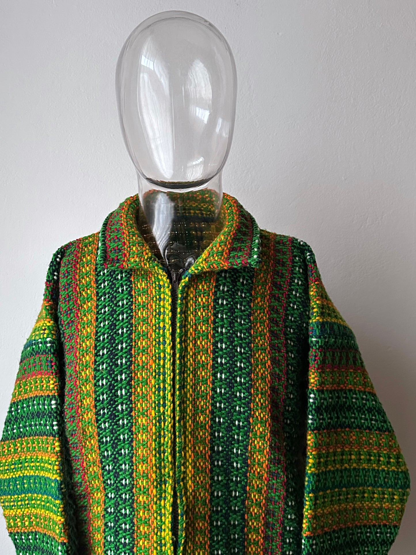 Handmade wool zip-up knit jacket