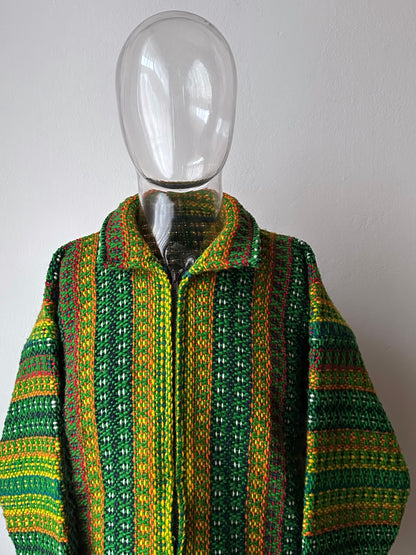Handmade wool zip-up knit jacket