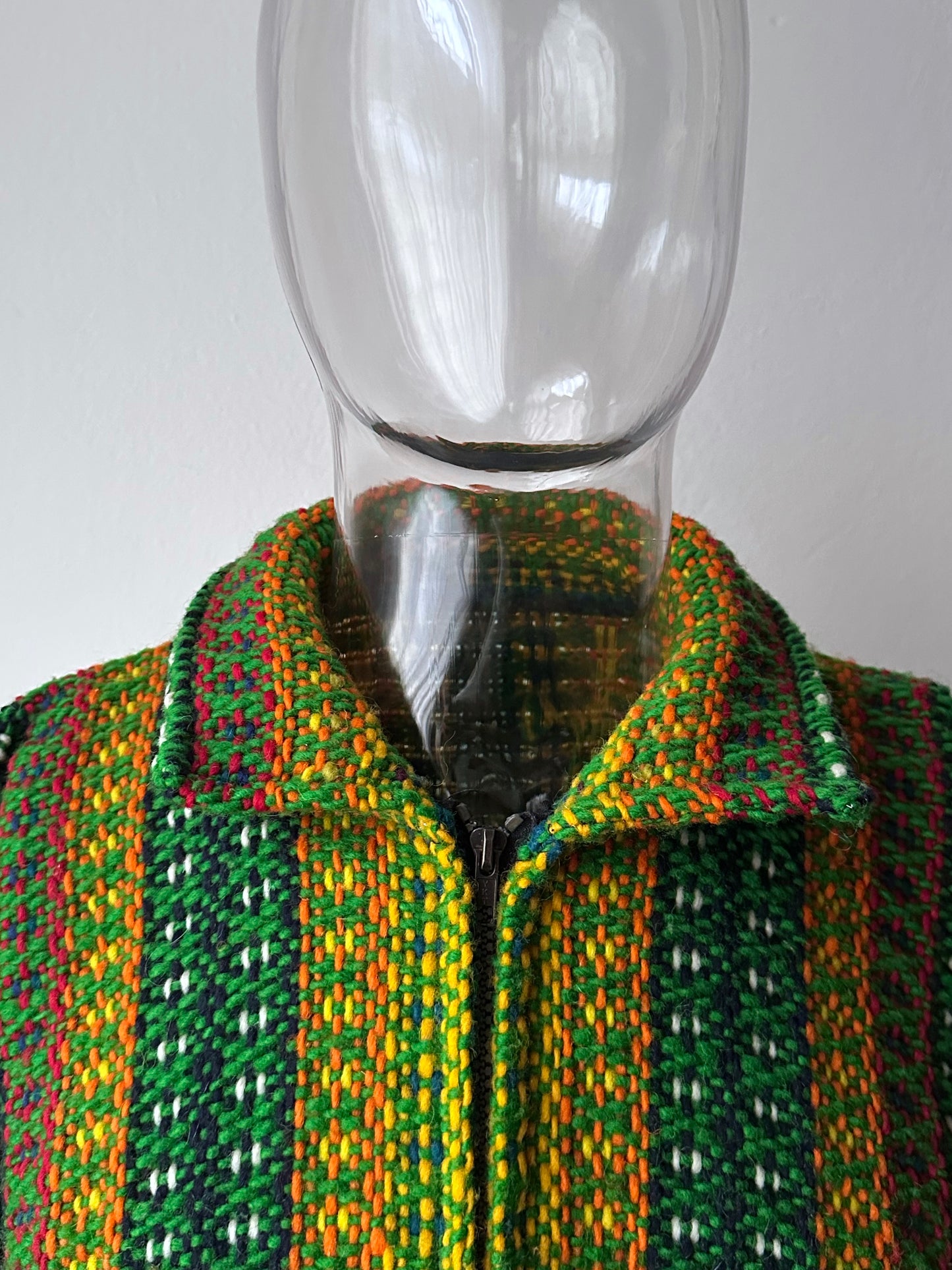 Handmade wool zip-up knit jacket