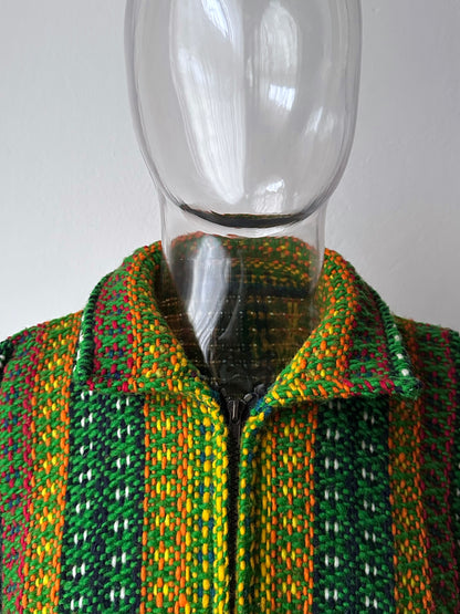 Handmade wool zip-up knit jacket