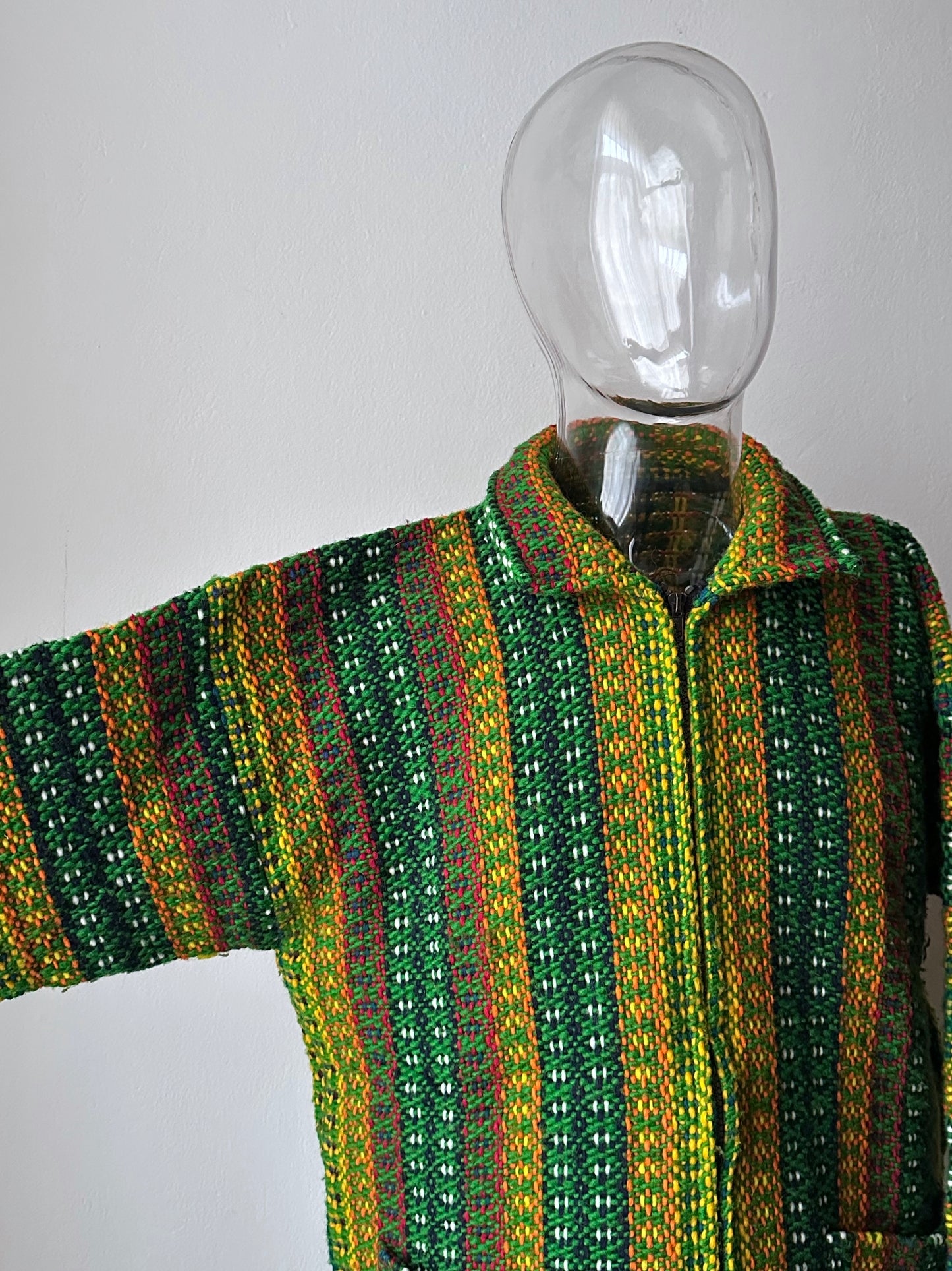 Handmade wool zip-up knit jacket