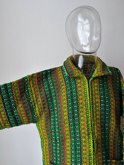 Handmade wool zip-up knit jacket