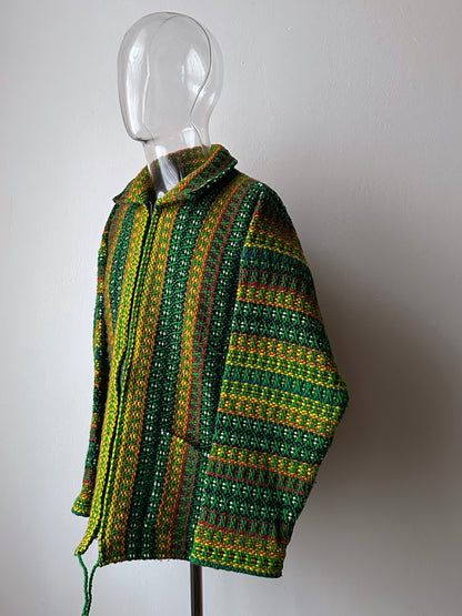 Handmade wool zip-up knit jacket