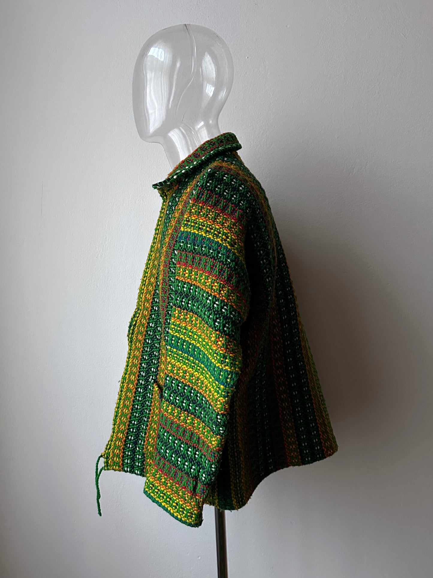 Handmade wool zip-up knit jacket