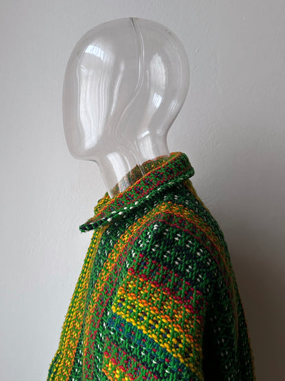 Handmade wool zip-up knit jacket