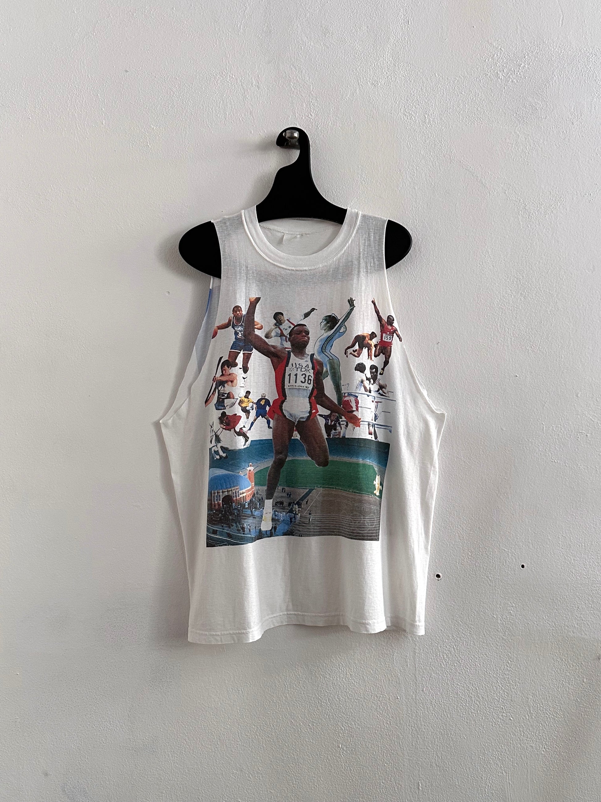 1992 Barcelona Olympics 90'S 90年代 92年 バルセロナ オリンピック 五輪 タンクトップ Tee T-shirt Vintage Tシャツ ヴィンテージ シングルステッチ Art  Toto Praha Vintage clothing store Antique shop Prague 古着屋 アンティークショップ プラハ ユーロ古着  ヨーロッパ古着 古着卸 