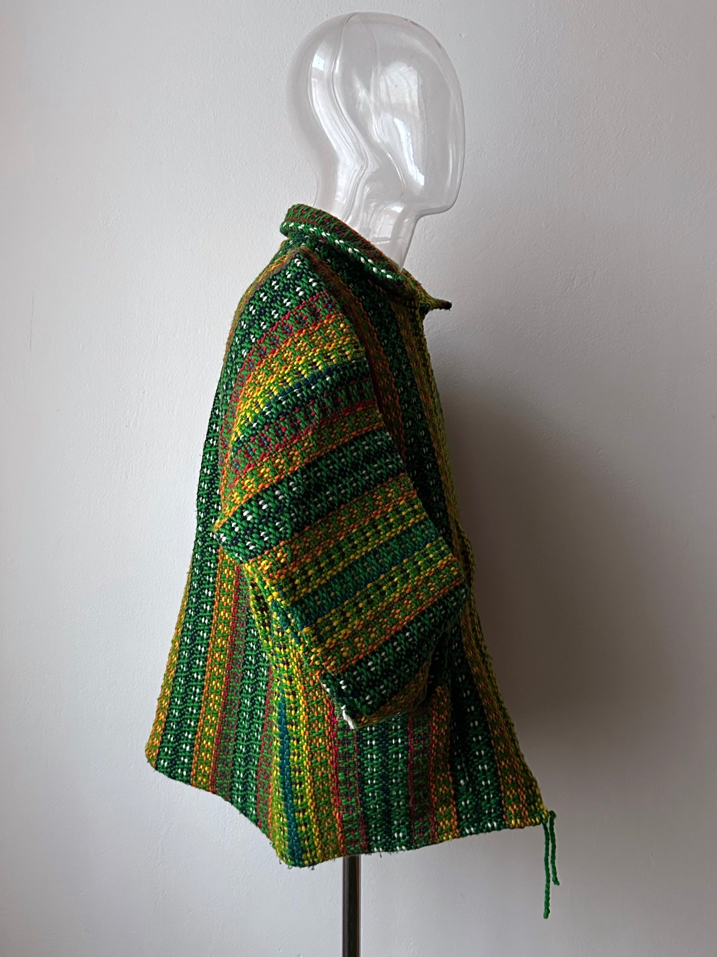 Handmade wool zip-up knit jacket