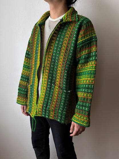 Handmade wool zip-up knit jacket