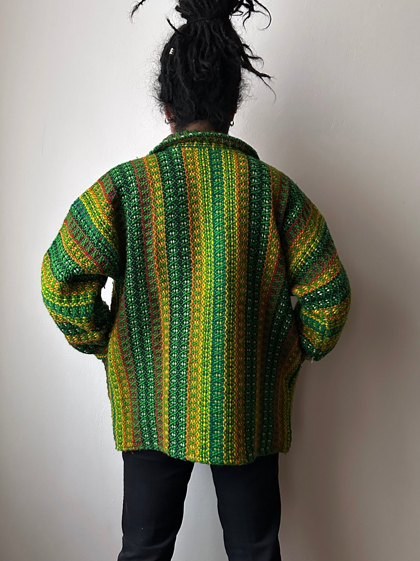 Handmade wool zip-up knit jacket