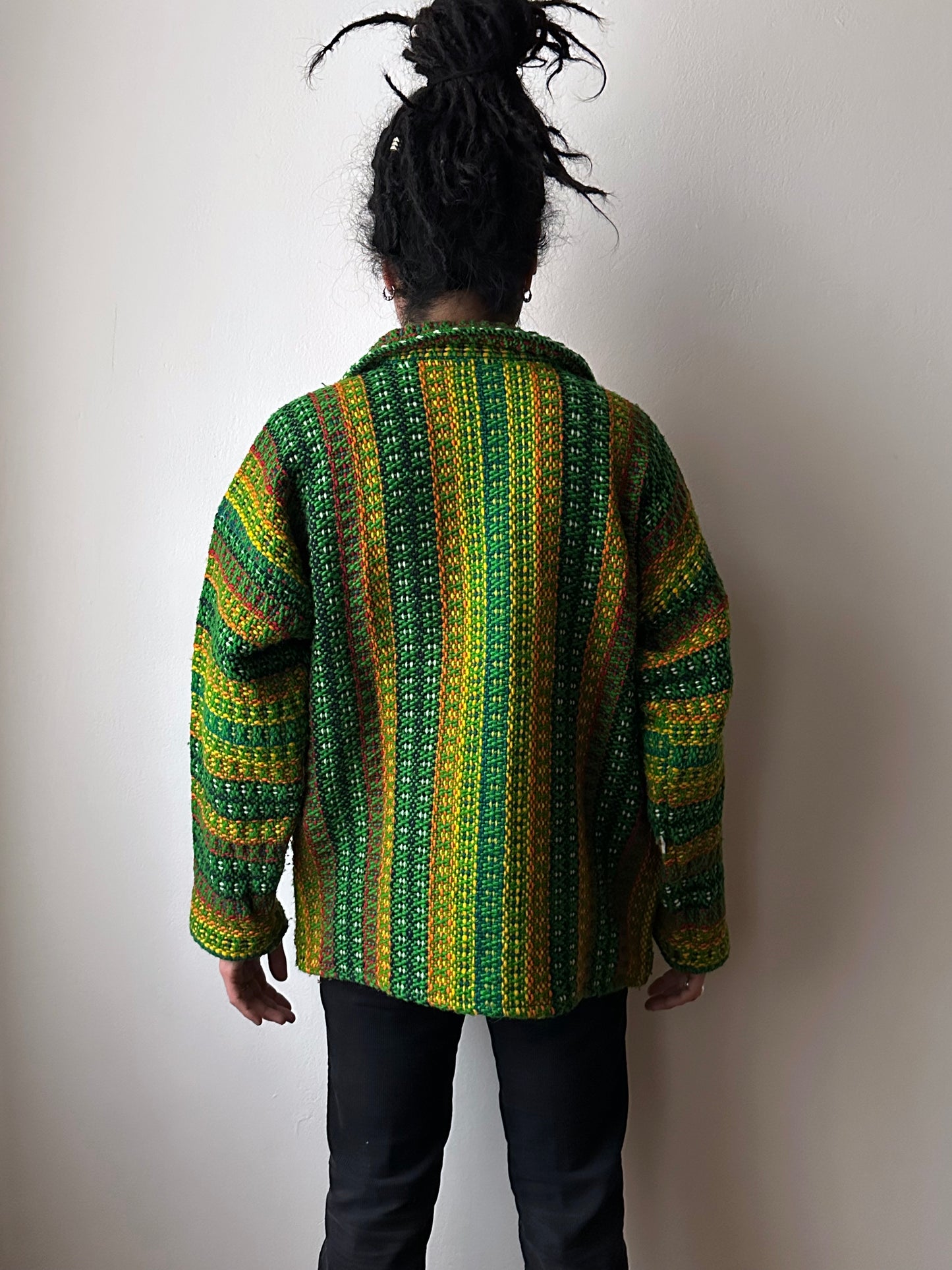 Handmade wool zip-up knit jacket