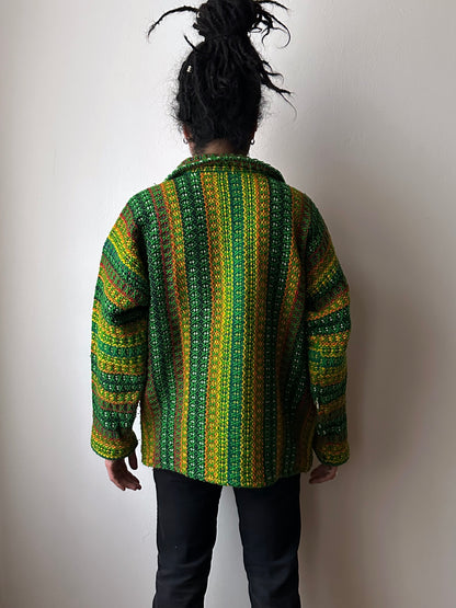 Handmade wool zip-up knit jacket