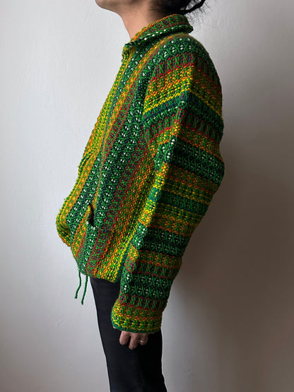 Handmade wool zip-up knit jacket