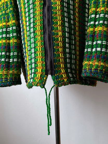 Handmade wool zip-up knit jacket