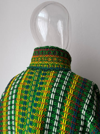 Handmade wool zip-up knit jacket