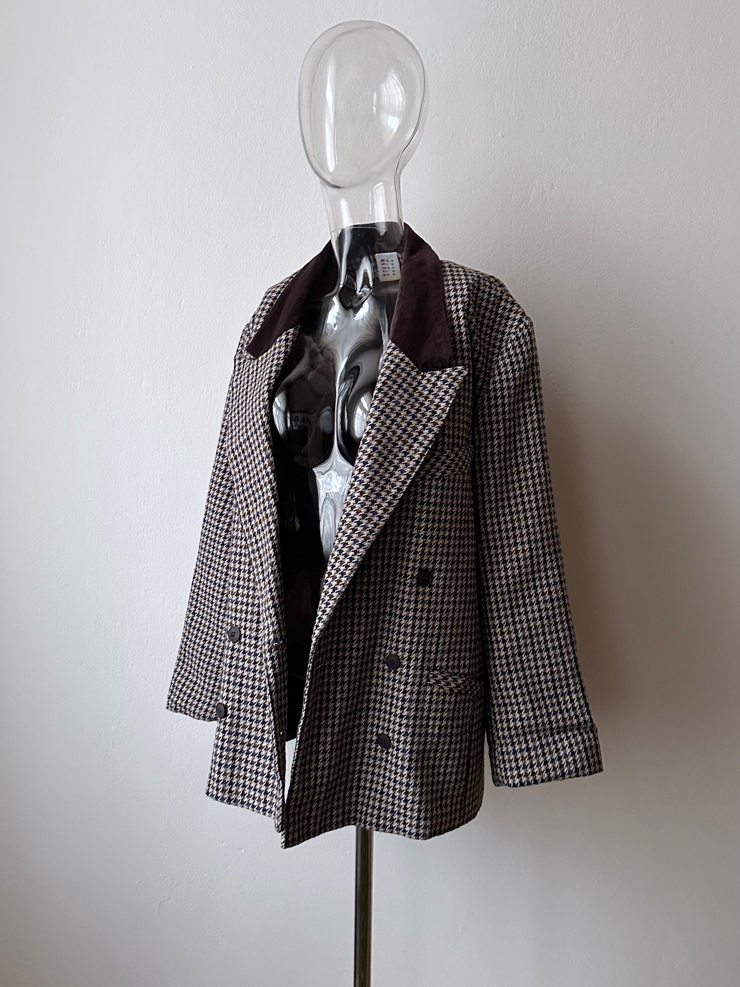 90s German houndstooth tailored jacket