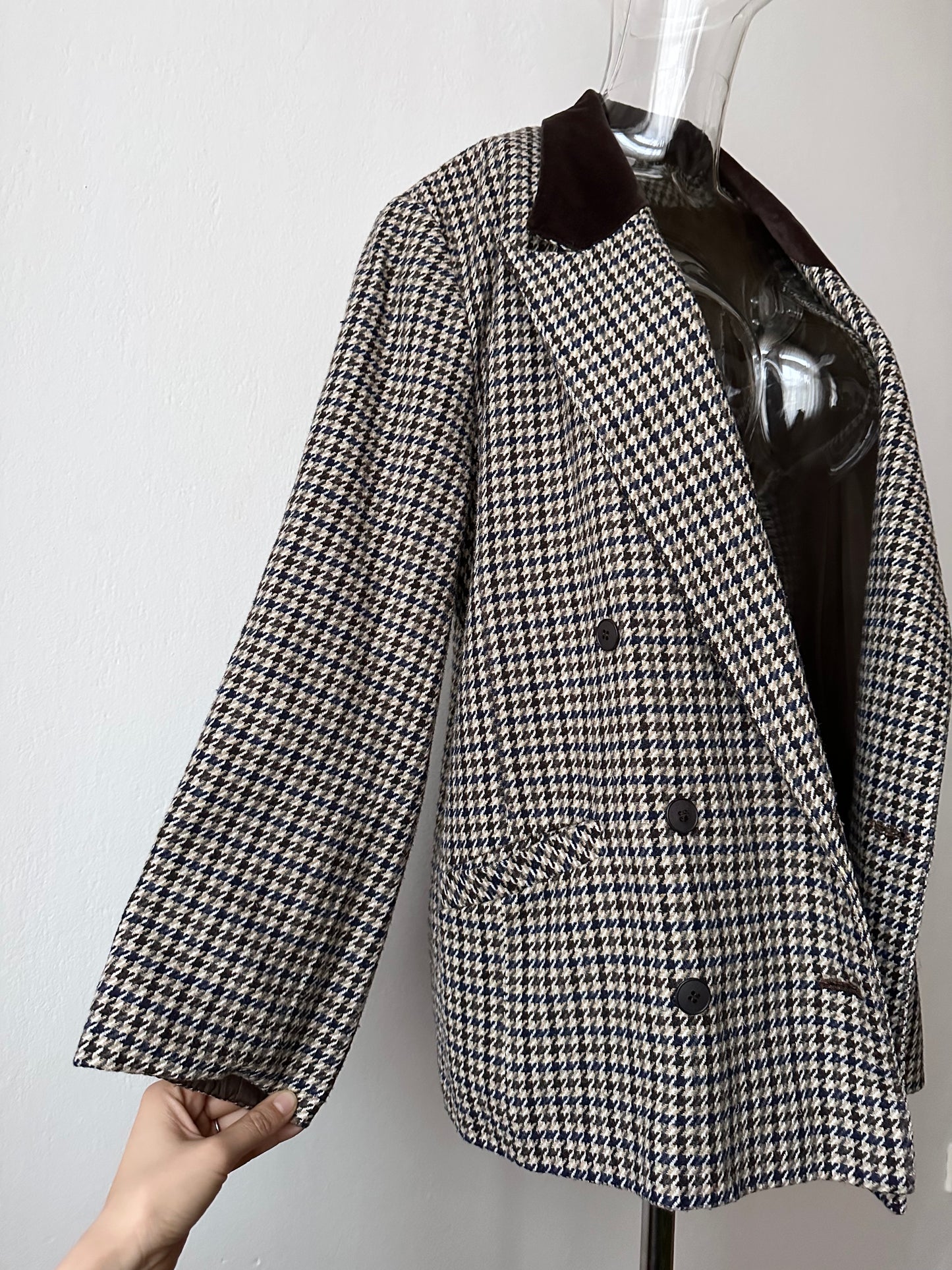 90s German houndstooth tailored jacket