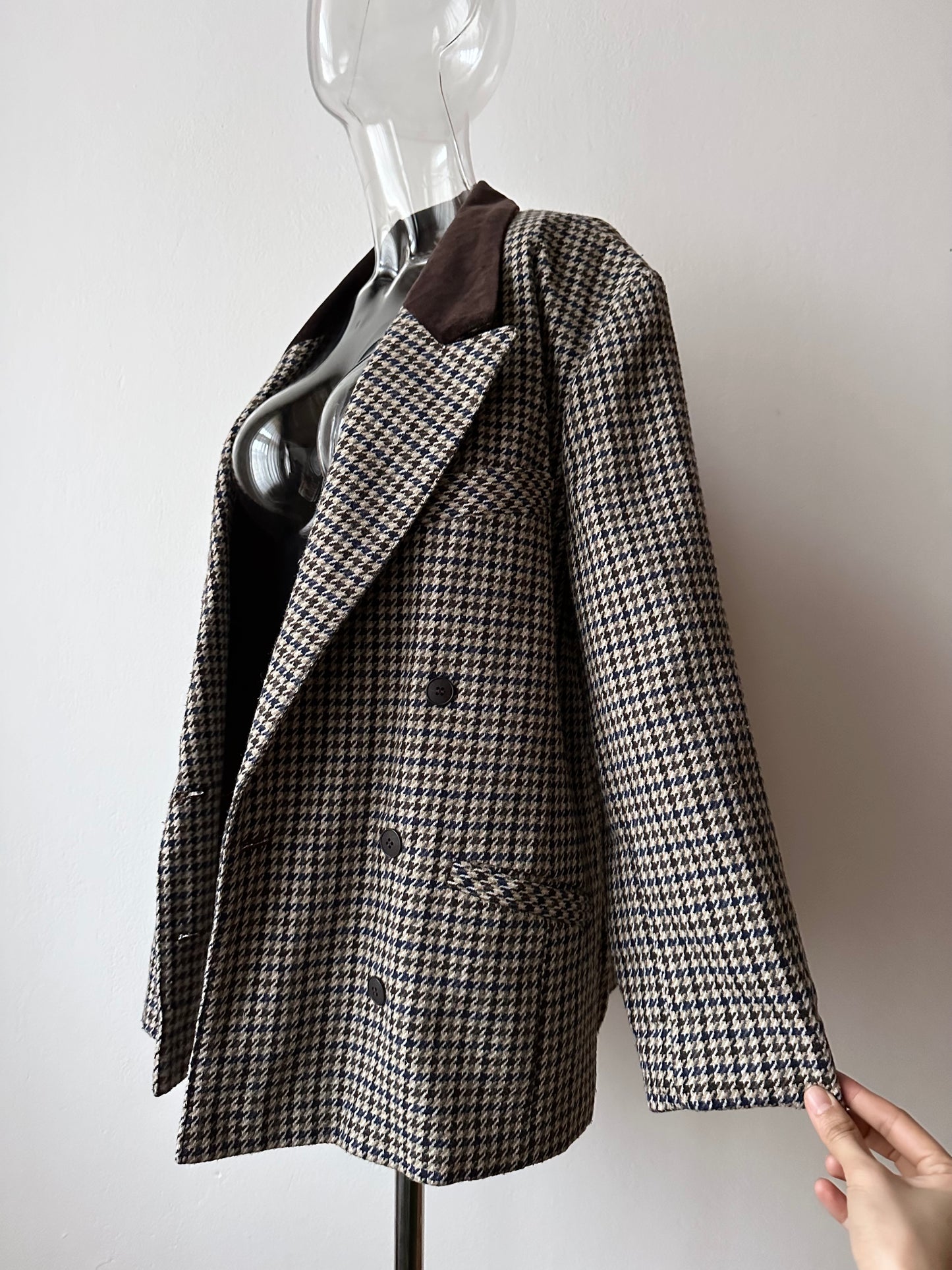 90s German houndstooth tailored jacket