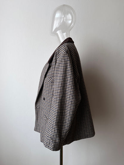 90s German houndstooth tailored jacket