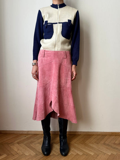 vintage zip-up knit cardigan with pockets