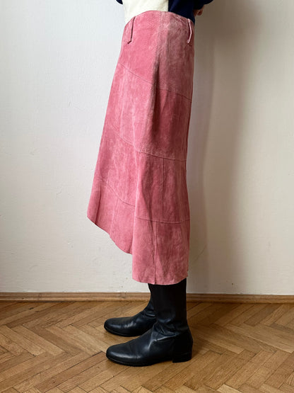 Pink suede skirt W30~31